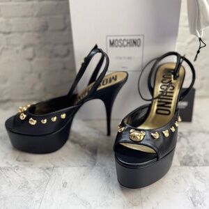 NEW Moschino Teddy Bear Studded Ankle Strap Platform Sandal